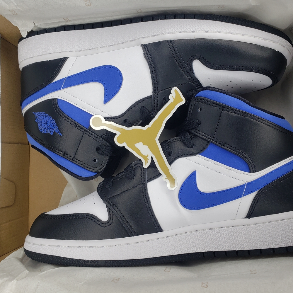 Nike Air Jordan 1 NEW  Mid Black White Royal Blue - Picture 9 of 9